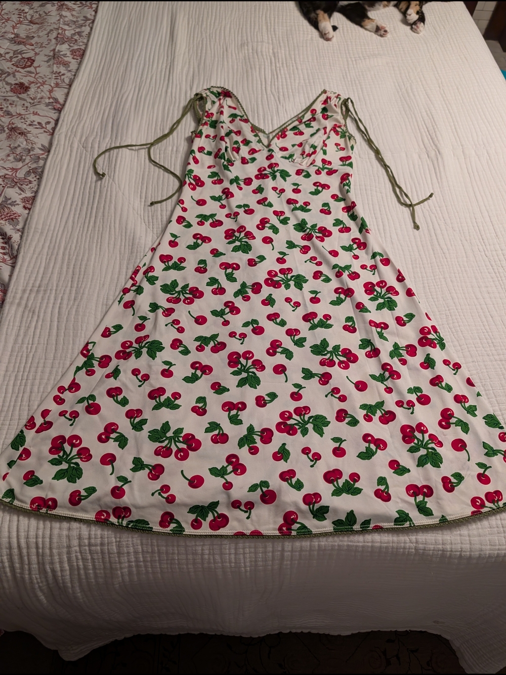 Pinup Couture White Cherry-Print Midi Dress